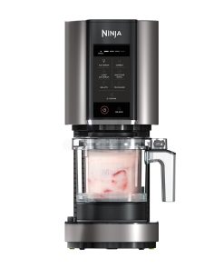 Ninja Creami Machine a glace et Sorbetière, 7 programmes, 3 pots avec couvercle, Livre de recette, Pièces Amovibles Lavables au Lave-Vaisselle, Noir/Argent NC300EU