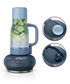 Ninja BlendBoss Blender avec mug portatif, blender personnel avec mug de voyage amovible, 3 modes de préréglages automatiques, Cyberspace DB351EUCY