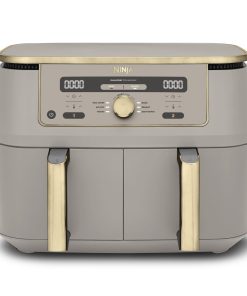 Ninja Air Fryer Dual Zone MAX numérique, Friteuse à air chaud grande capacité, 9,5 L, Sans huile, Air Fry, Croustillant max, Cuire au four, Rôtir, Déshydrater, Réchauffer, Stone/or, DZ400EUSTGD