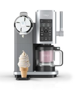 NINJA CREAMi Scoop et Swirl Machine a Glace et Sorbetière, 13 modes, Machine a glaces l’italienne Intégré, Avec 2 pots, Pièces Amovibles Lavables au Lave-Vaisselle, Gris platine NC701EU