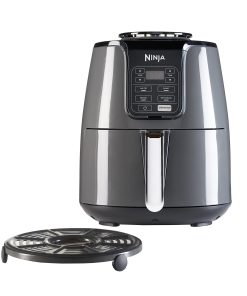 NINJA Air Fryer, 3,8L, 4-en-1, Sans Huile, Frire à l'air, Rôtir, Déshydrate, Panier Antiadhésif Compatible Lave-Vaisselle, 2-4 Portions, Digitale, Gris et Noir, AF100EU