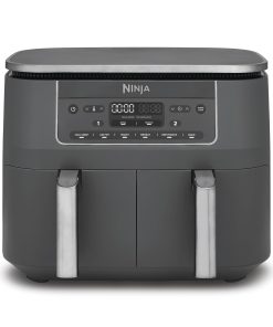 Ninja Air Fryer Dual Zone numérique, Friteuse à air électrique, 2 compartiments, 7,6 L, 6-en-1, Friteuse sans huile, Croustillant max, Rôtir, Cuire au four, Déshydrater, Réchauffer, Gris métal DZ300EU