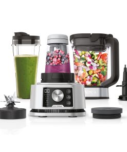 Ninja Foodi Power Nutri Blender 3-en-1, mélange les bols de smoothie, les pâtes à tartiner épaisses épaisses et les boissons glacées, programmes automatiques, 2.1L, 700ml & 400ml,1200W, Silver CB350EU